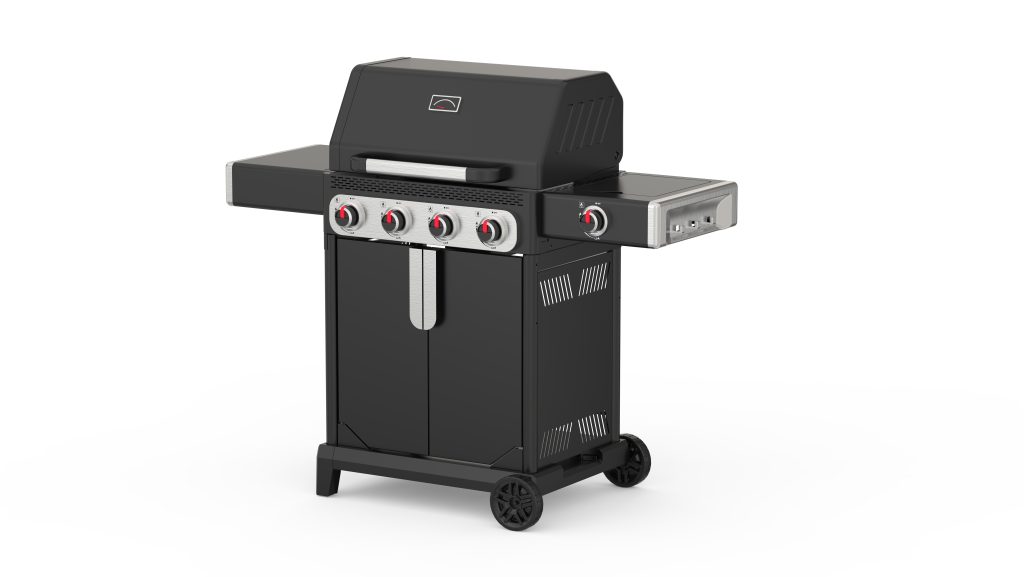 Freestanding 4-burner gas outdoor BBQ grill with side burner