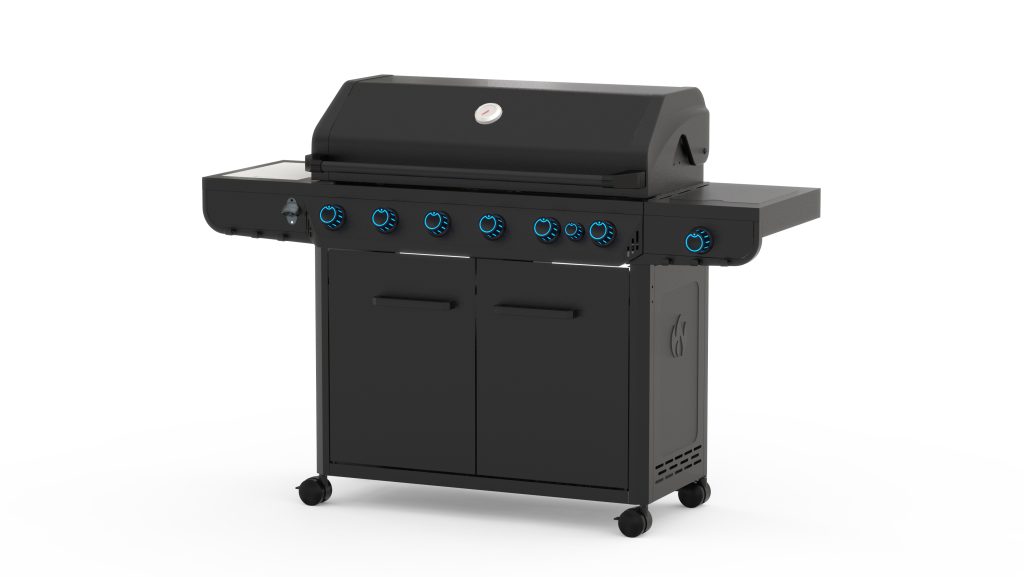 Durable freestanding gas barbecue grill with enclosed storage
