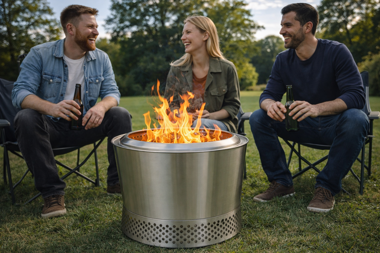 Metal outdoor fire pit for backyard heating and leisure