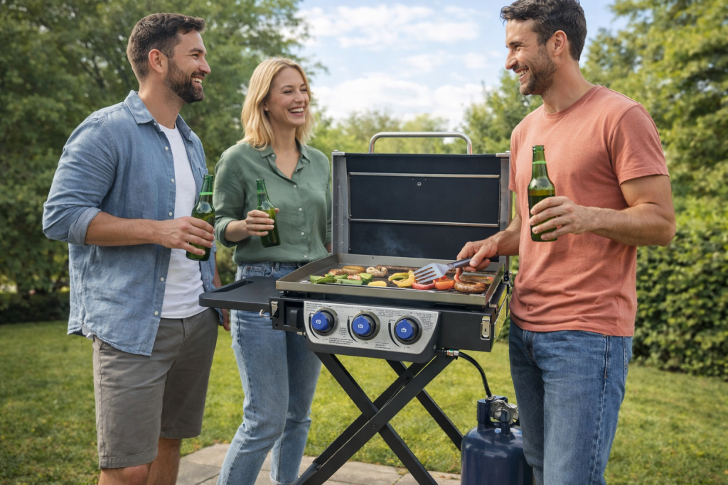 Stainless steel plancha griddle grill for outdoor patio barbecue and wholesale supply